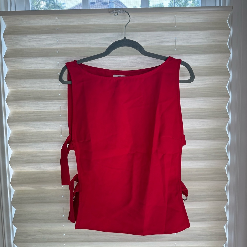 Peppermayo Red Side-Tie Crop Top - Picture 2 of 6